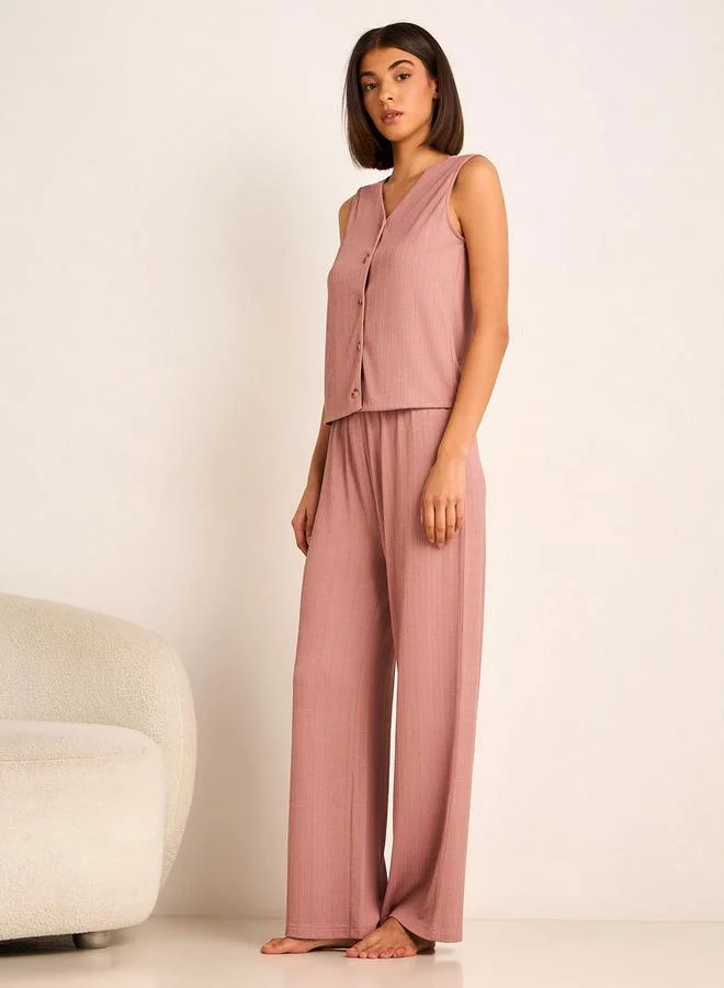 Splash FAV Coord Set with Waist Coat & Wide Leg Pants
